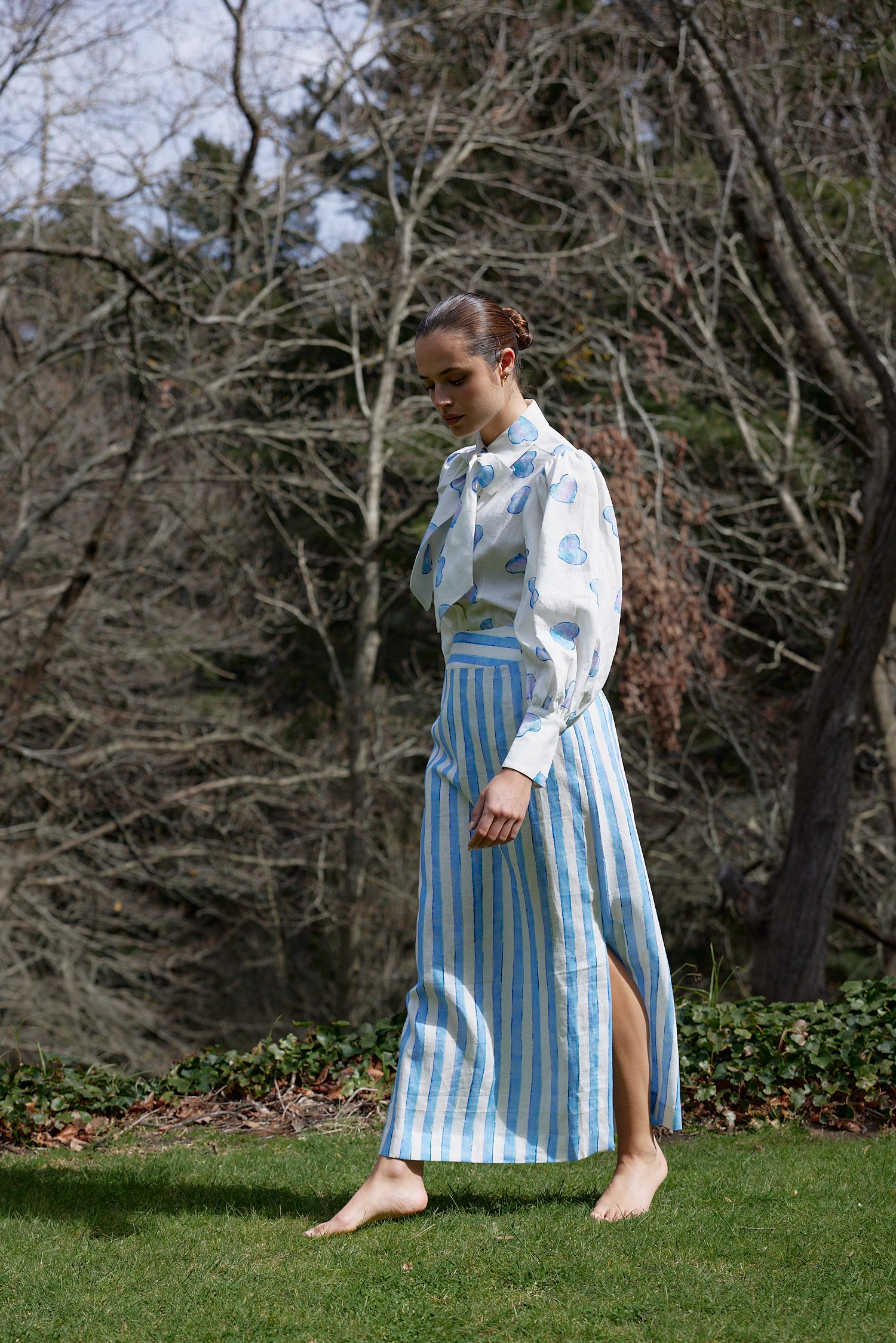 ESME SKIRT IN LAPIS STRIPE