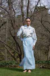 ESME SKIRT IN LAPIS STRIPE
