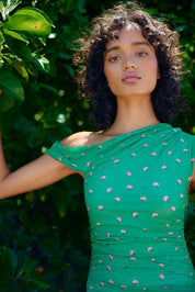 SOPHIE MESH DRESS LEAF ROSE