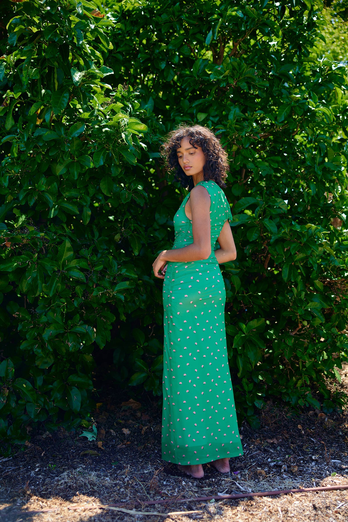 SOPHIE MESH DRESS LEAF ROSE