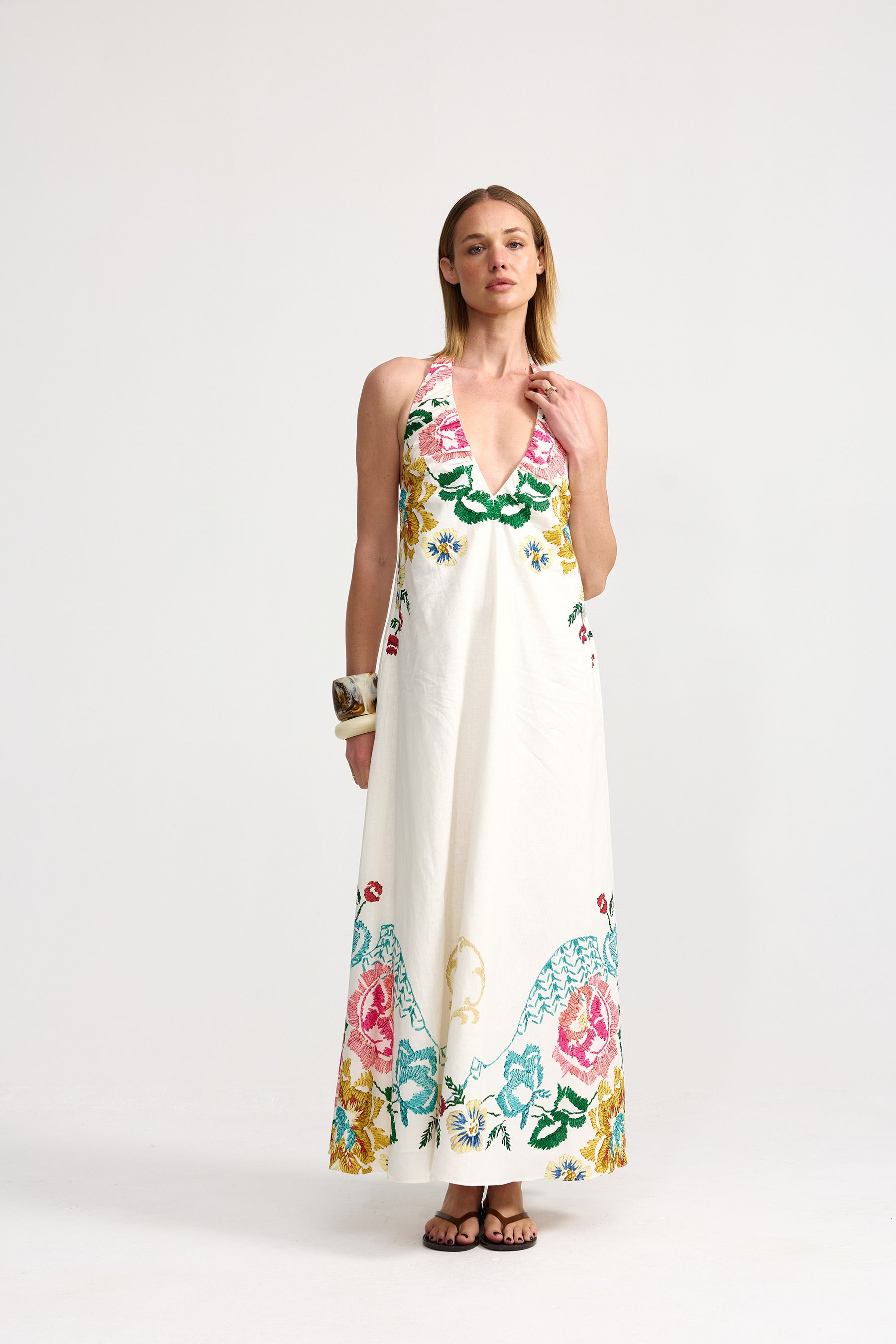 faye embroidered dress Faye Cotton Embroidered Modest Dress 1066  White