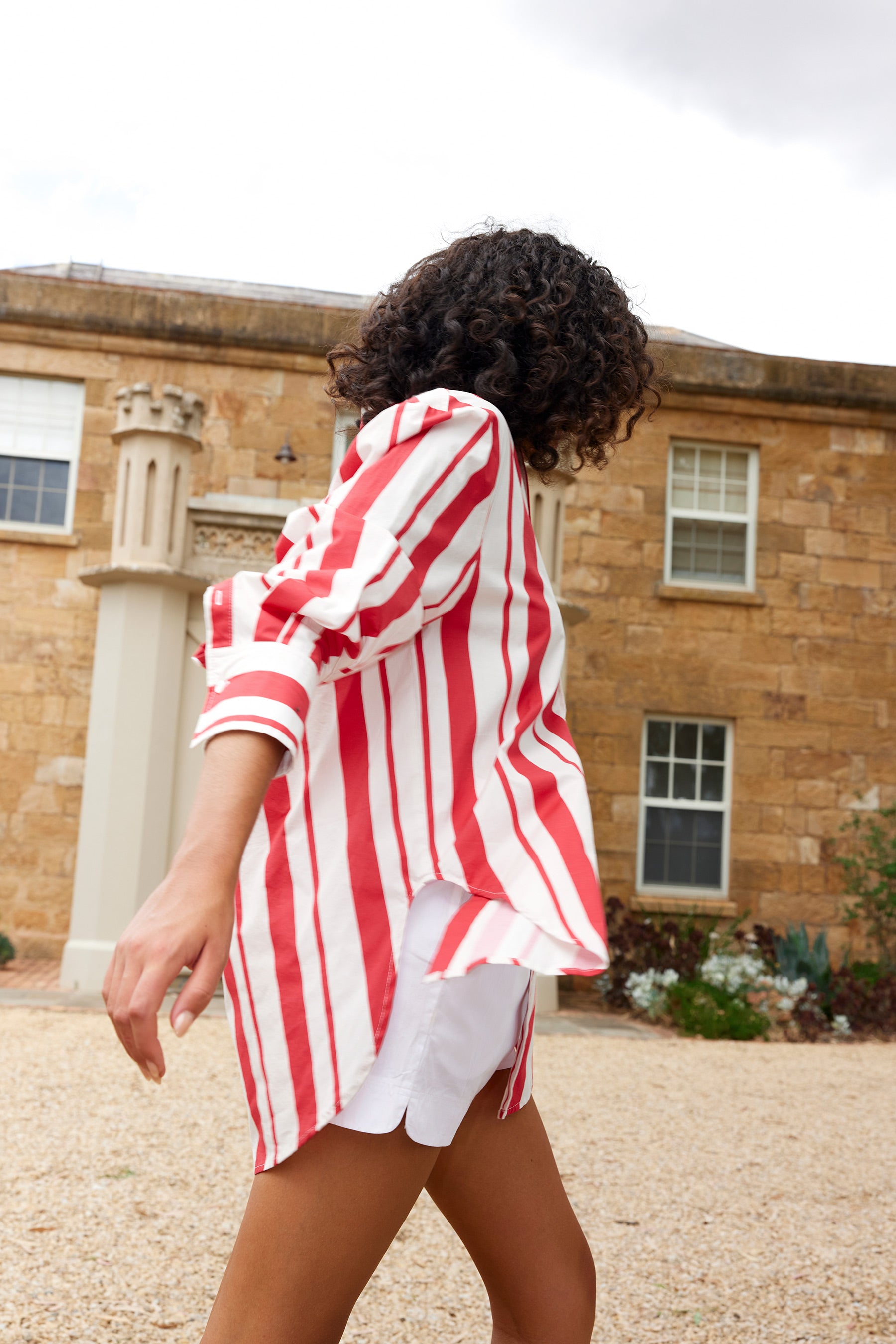 BUDDY SHIRT IN RUBY ANTIQUE STRIPE