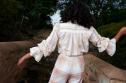 LUCINDA BLOUSE IN PEONY/ANTIQUE STRIPE