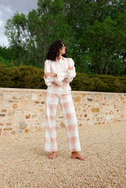 LUCINDA BLOUSE IN PEONY/ANTIQUE STRIPE