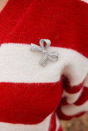 AGNES CARDI IN RUBY ANTIQUE STRIPE