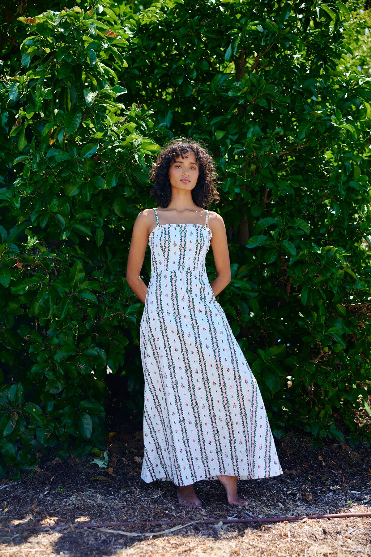 MOLLY DRESS ANTIQUE ROSE STRIPE