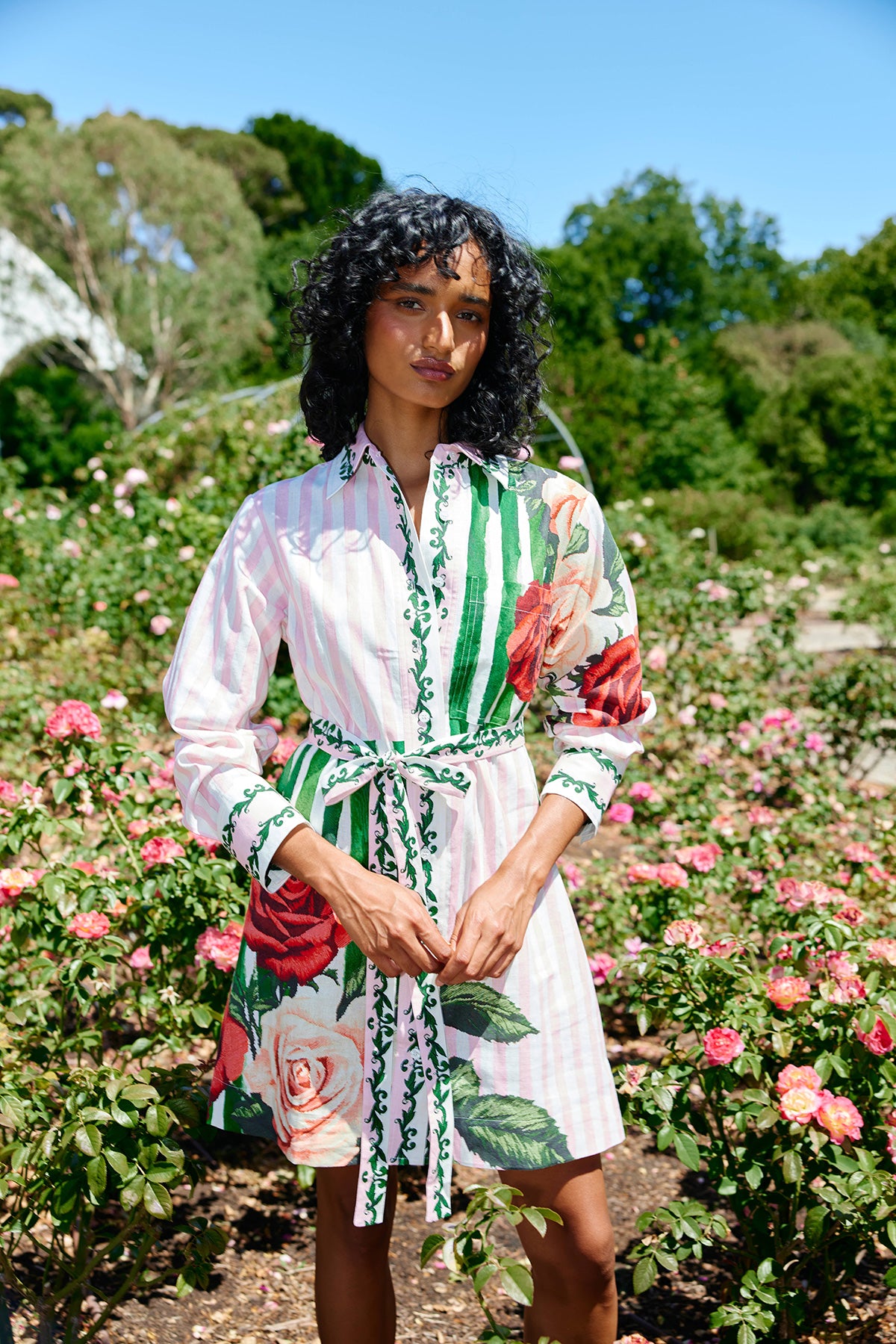 DEMI DRESS LEAF ROSE MULTI – Aston Studio