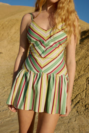 AGATHA MINI DRESS MEADOW STRIPE