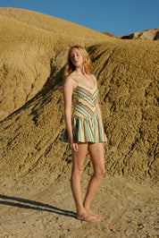 AGATHA MINI DRESS MEADOW STRIPE