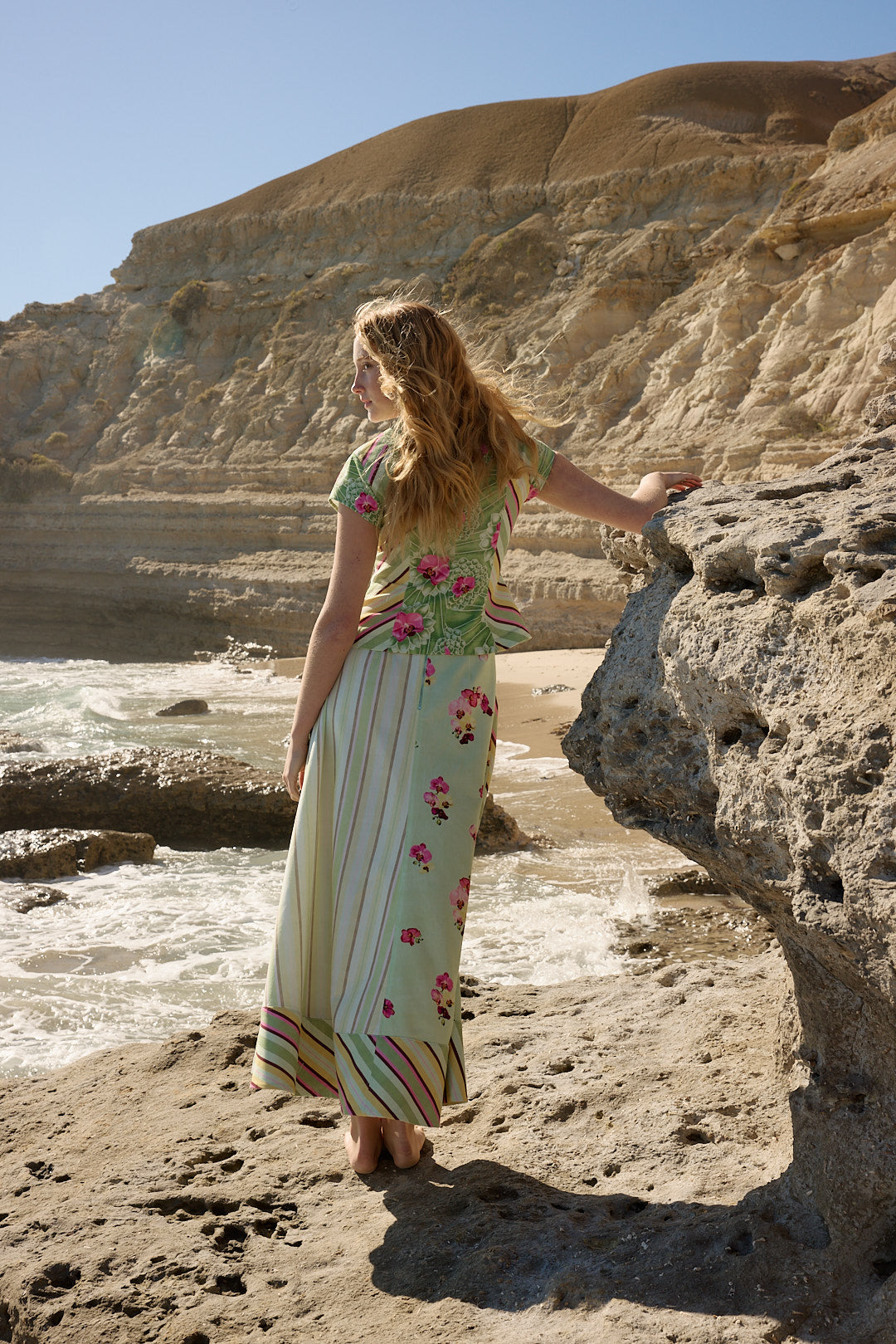 TILLA DENIM MAXI SKIRT MEADOW MULTI