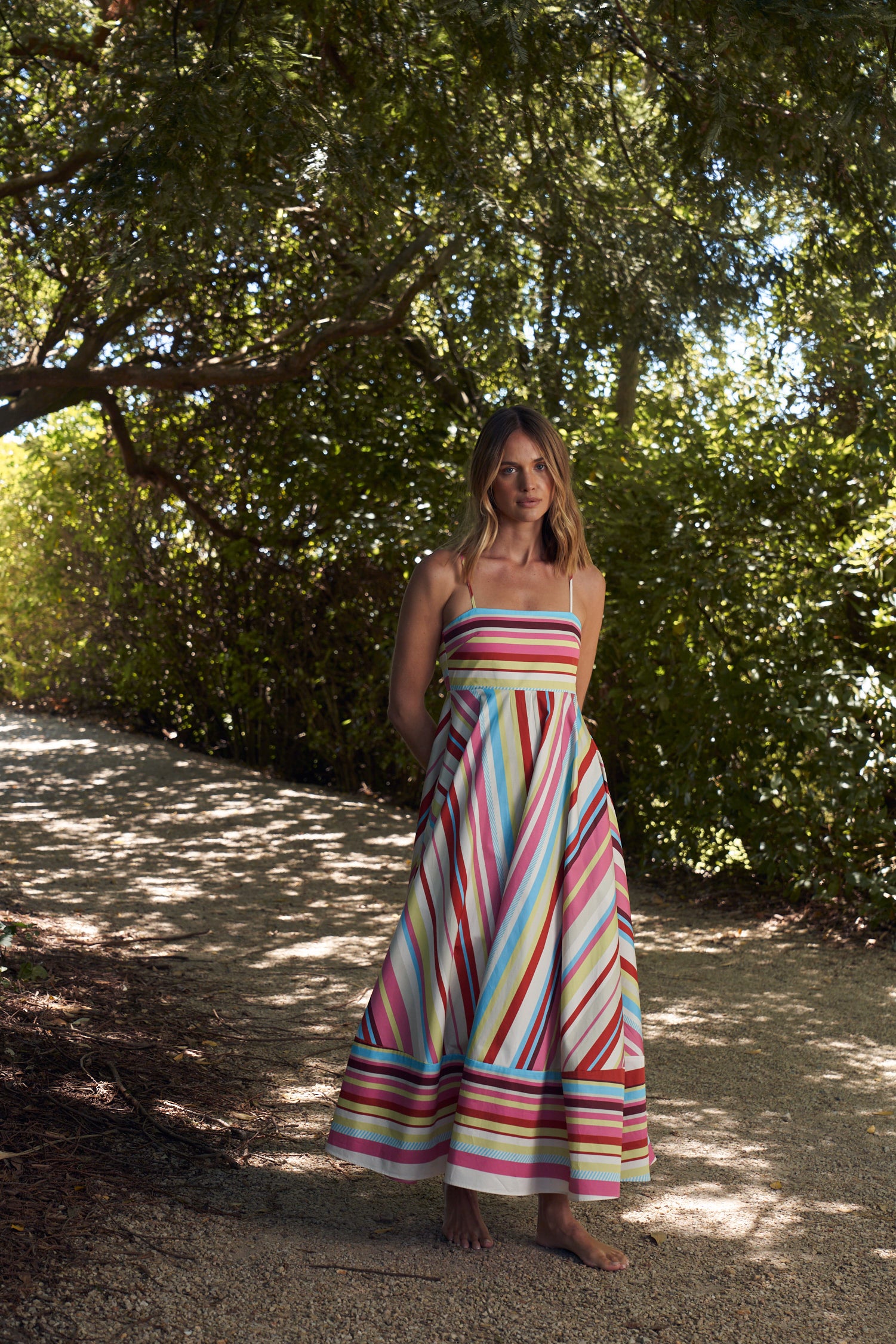 Colorful striped maxi dress hotsell