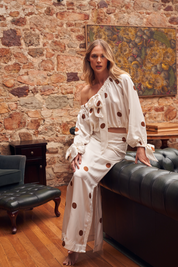 THE FLORENCE TOP IN MILK/CIGAR DOT