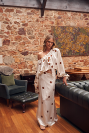 THE FLORENCE TOP IN MILK/CIGAR DOT