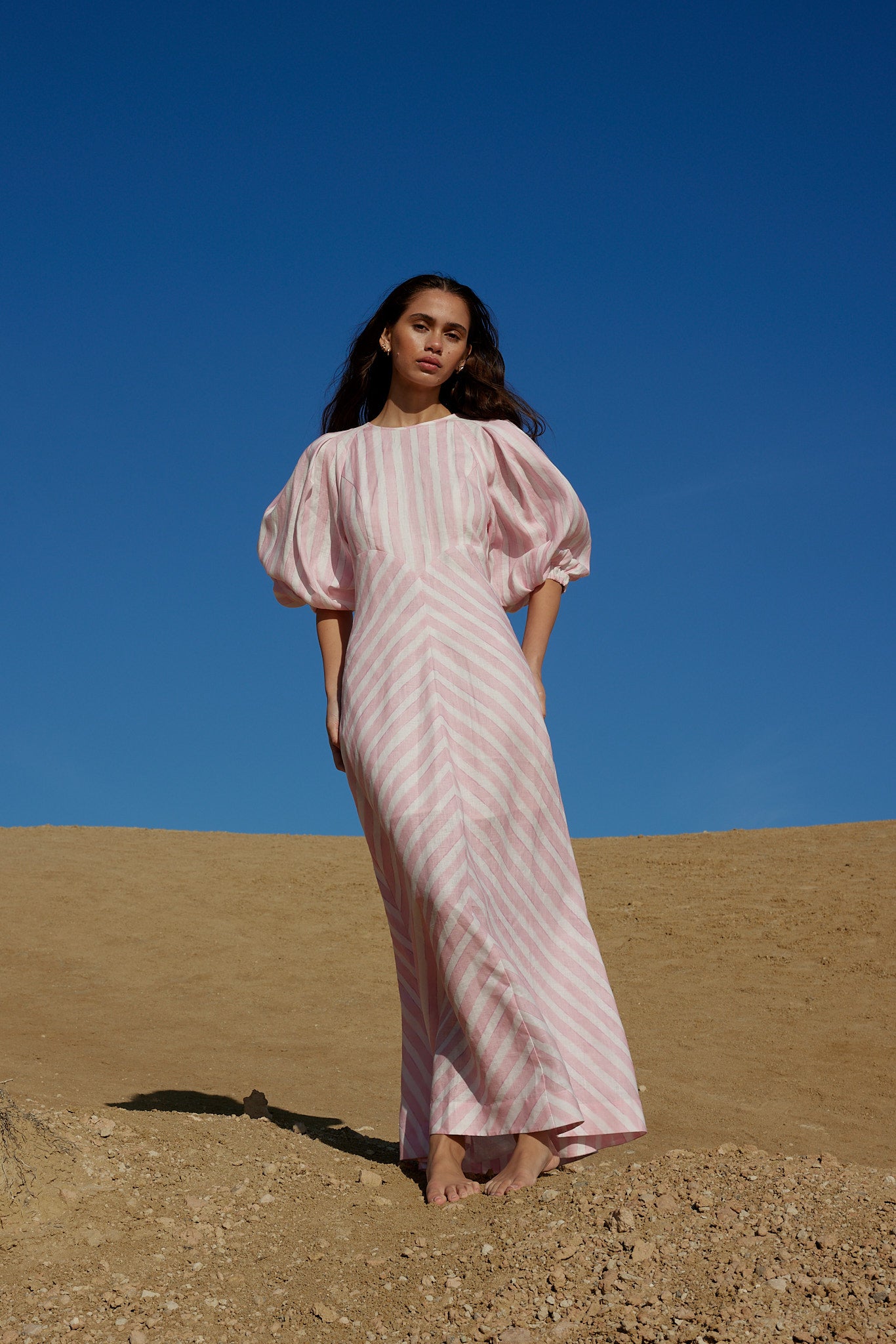 LUCINDA DRESS SEASHELL STRIPE Aston Studio LUCINDA DRESS SEASHELL STRIPE Aston Studio