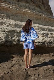 RAFFERTY BLOUSE IN MEDITERRANEAN/FOAM