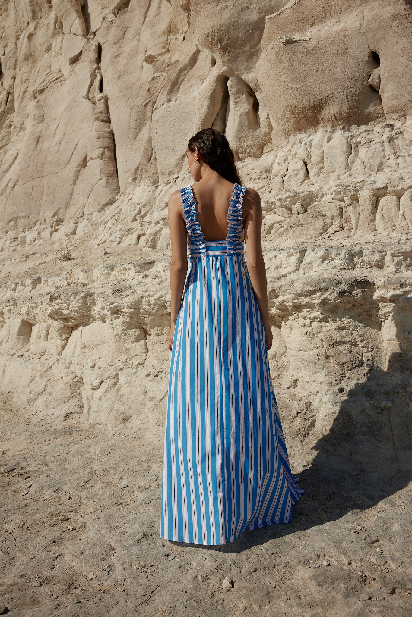 BETTY DRESS IN OCEAN DEPTH/SEASHELL STRIPE