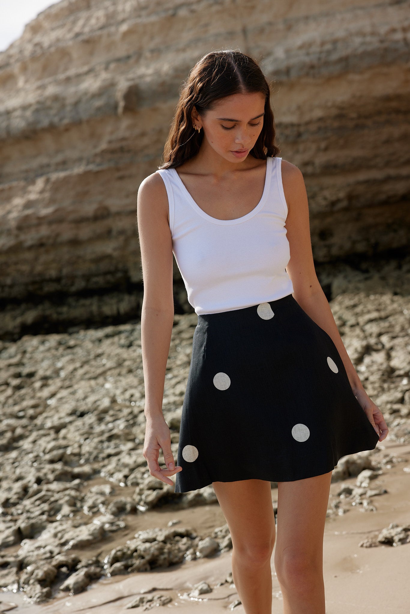 TRIXIE SKIRT IN NERO/MILK DOT