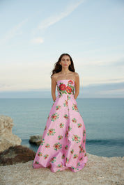 AUDREY DRESS IN SALMON BOUQUET