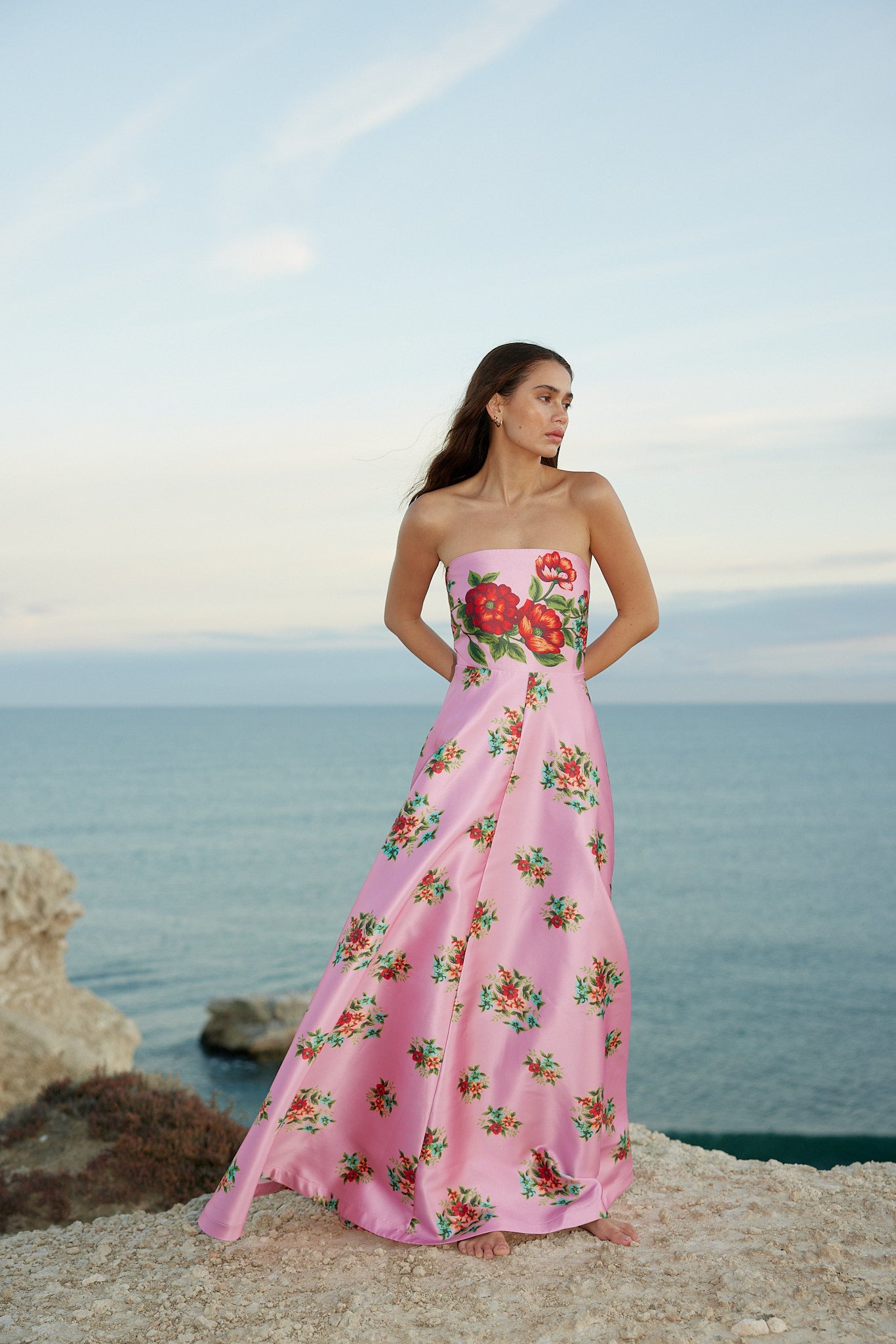 AUDREY DRESS IN SALMON BOUQUET