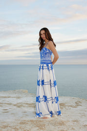 CORDELIA DRESS IN MEDITERRANEAN/FOAM