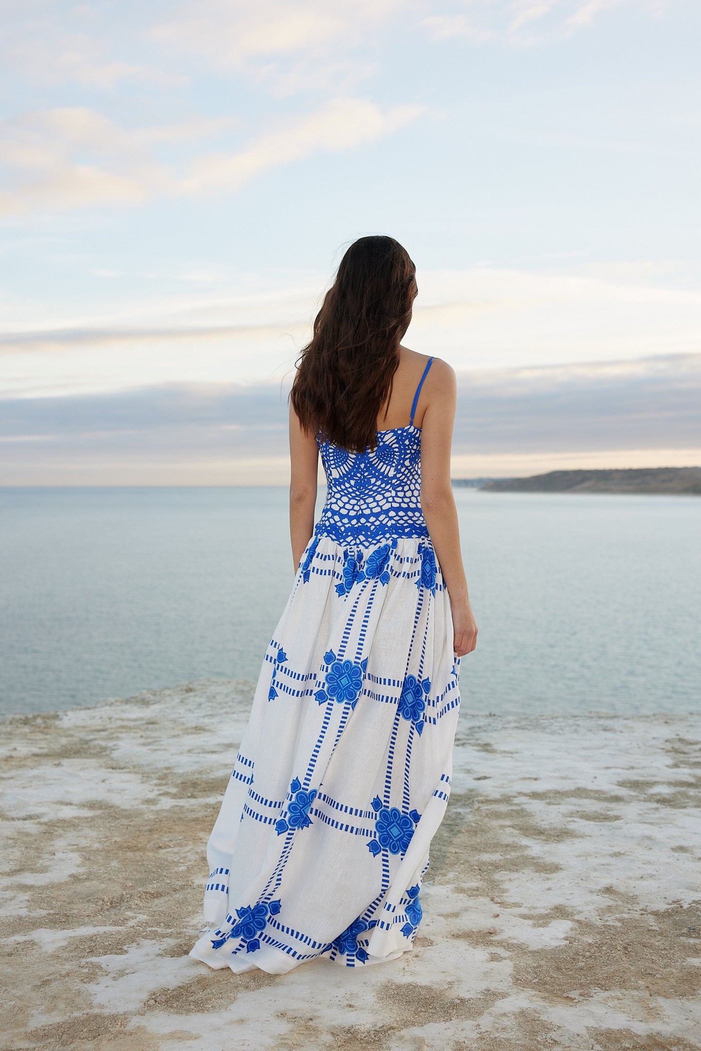 CORDELIA DRESS IN MEDITERRANEAN/FOAM