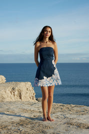 BEATRIX DRESS IN OCEAN DEPTH/SEASHELL