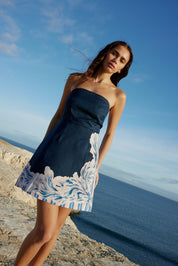 BEATRIX DRESS IN OCEAN DEPTH/SEASHELL