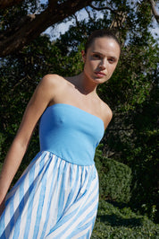 THE FRANKIE DRESS IN LAPIS STRIPE