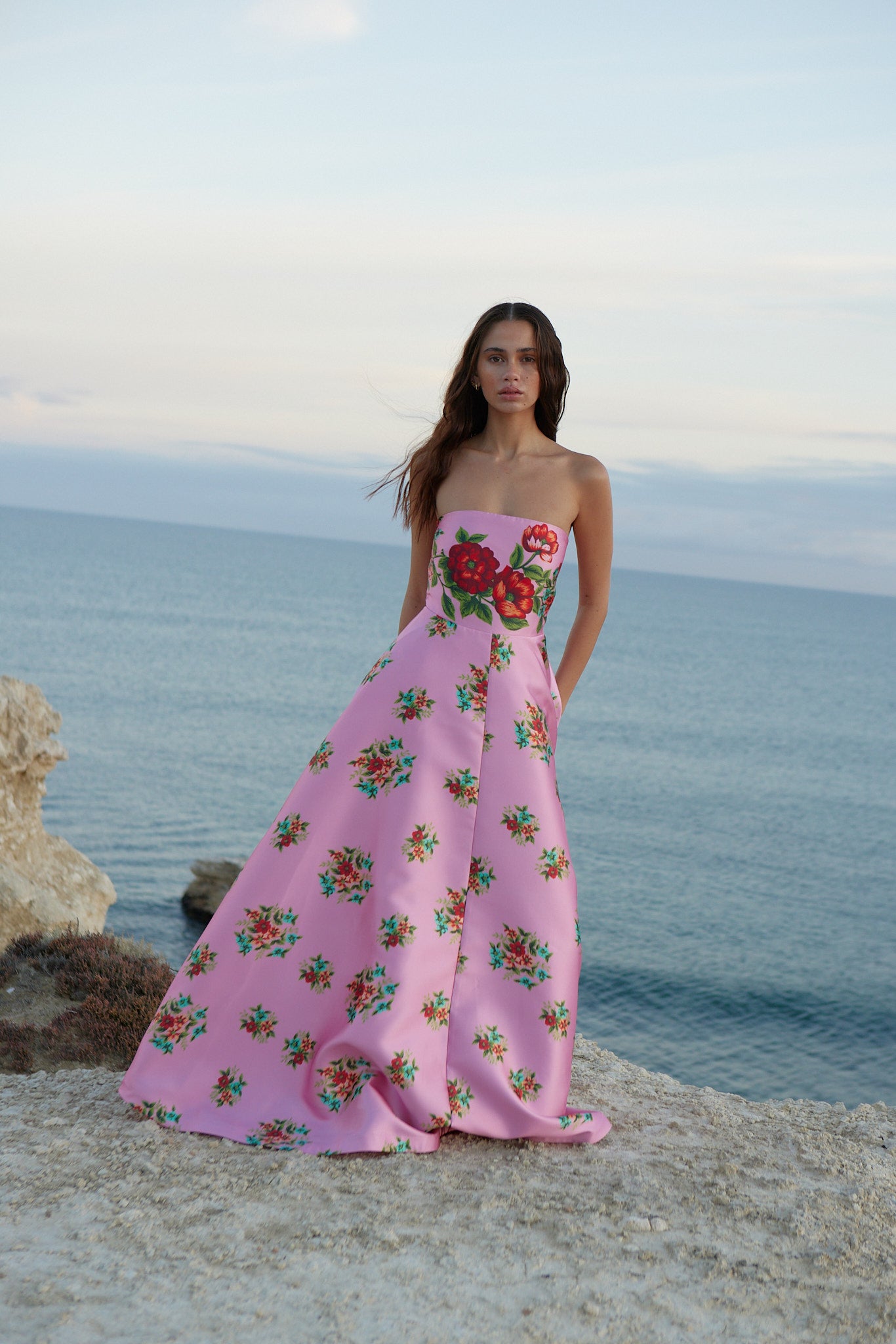 AUDREY DRESS IN SALMON BOUQUET