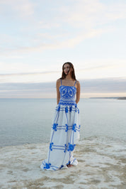 CORDELIA DRESS IN MEDITERRANEAN/FOAM