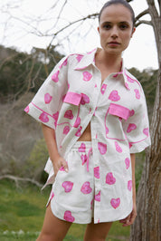 THE REMY LINEN SHIRT IN BOUGAINVILLEA HEART