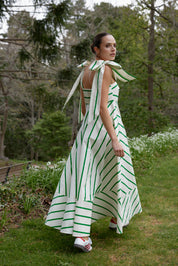 THE PIPPA DRESS IN MANTIS/ANTIQUE STRIPE