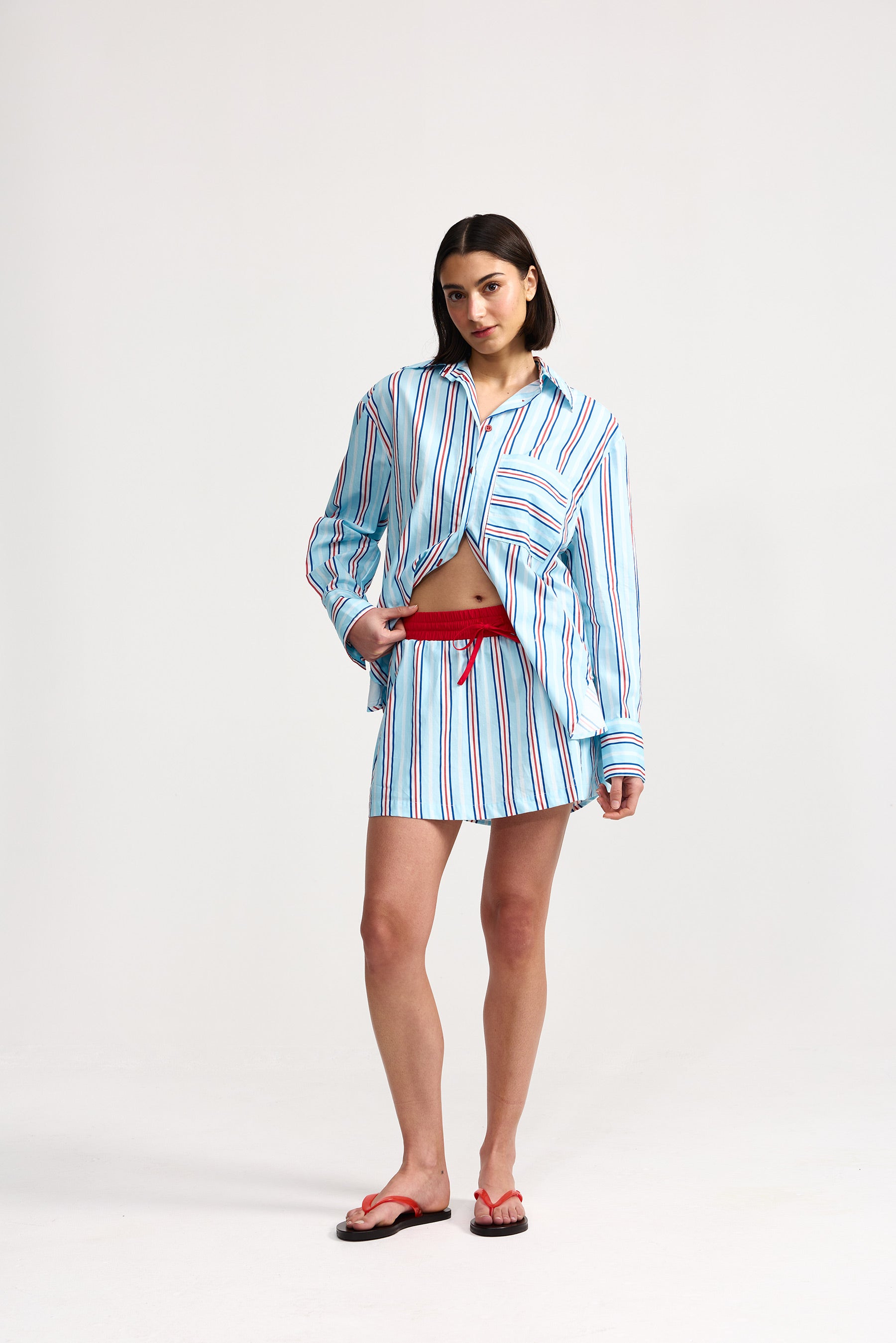 INDI SKIRT IN BLITHE CHERRY STRIPE