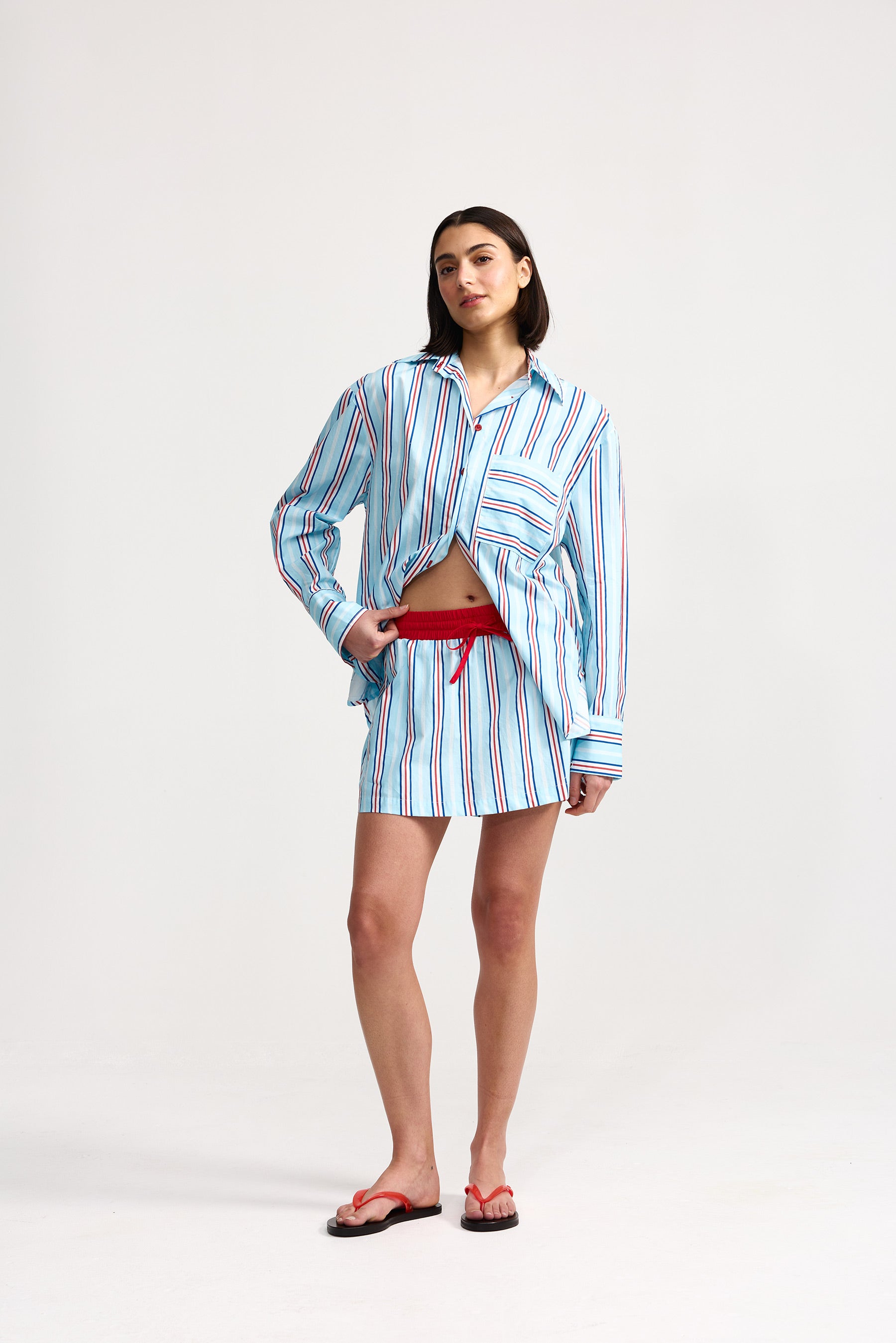 INDI SKIRT IN BLITHE CHERRY STRIPE