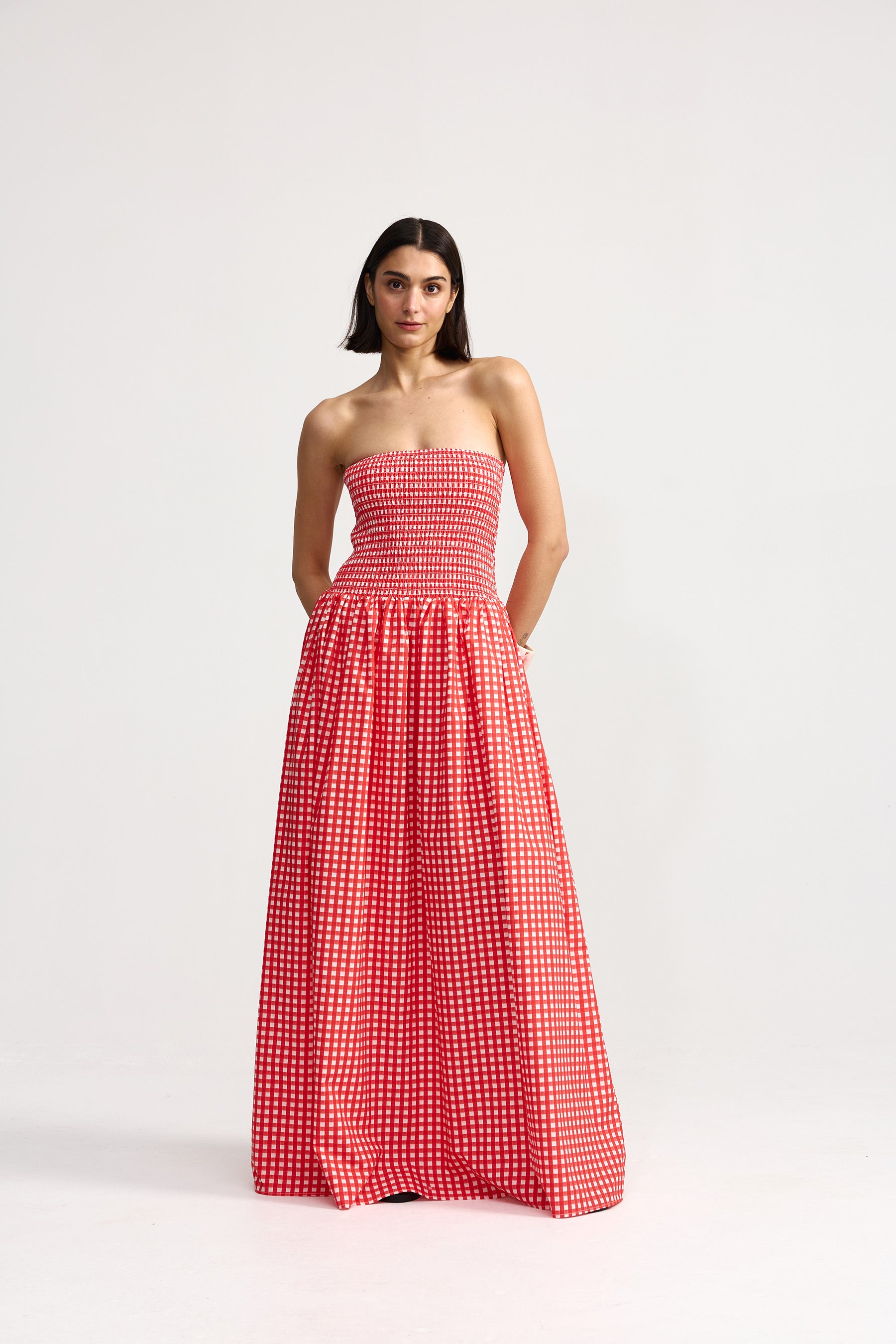 LAYLA DRESS RUBY GINGHAM