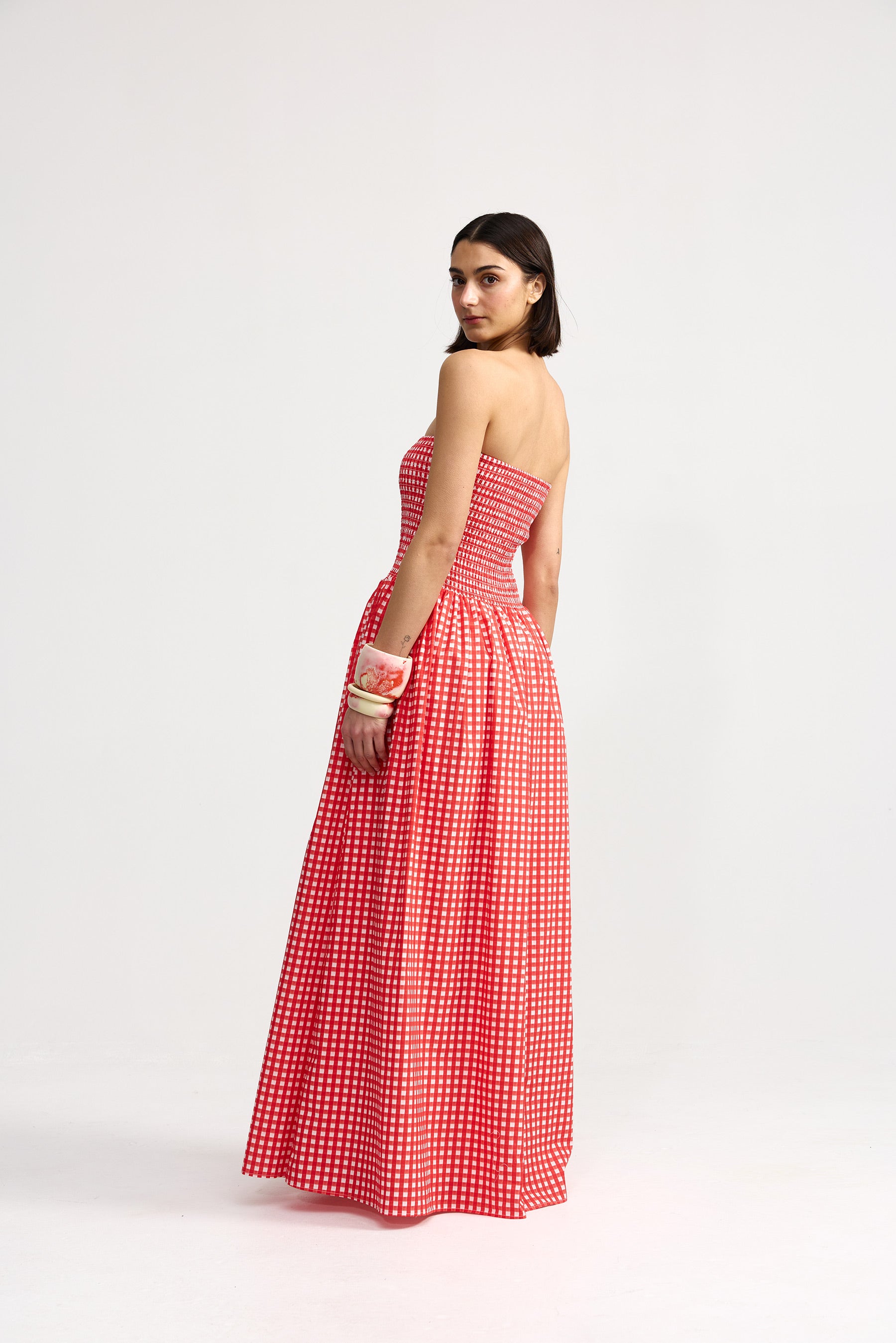 LAYLA DRESS RUBY GINGHAM