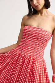LAYLA DRESS RUBY GINGHAM
