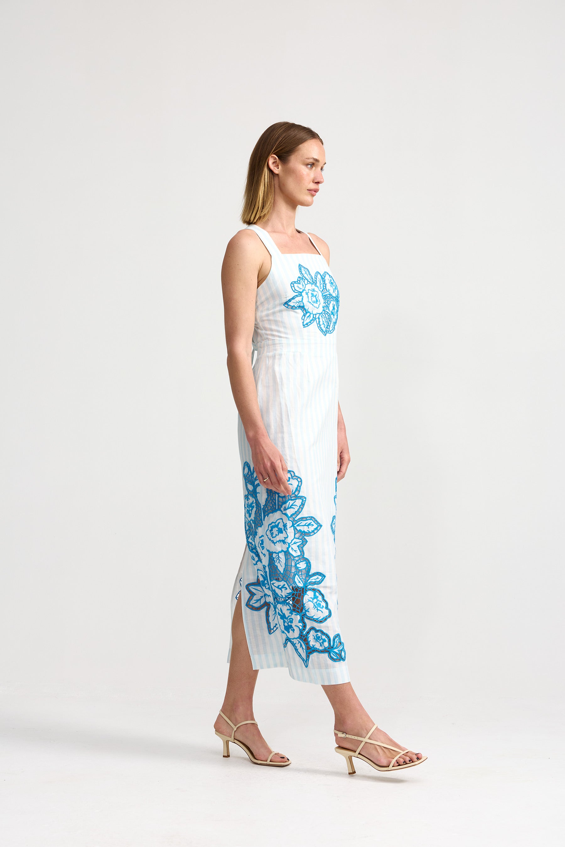ARIA DRESS ANTIQUE CAPRI STRIPE