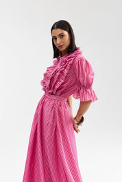 CALLA SKIRT POPPY BARK STRIPE