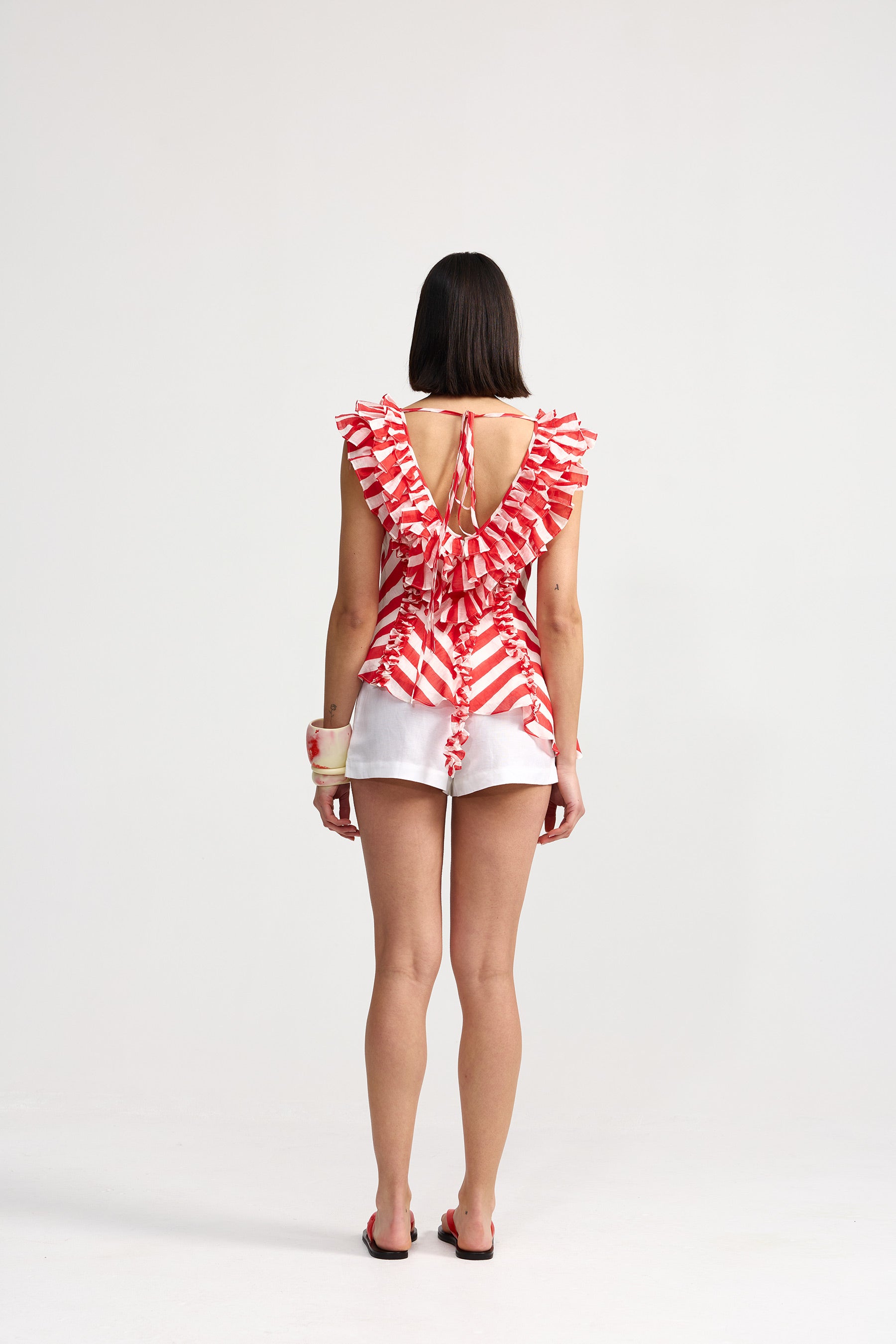 BIANCA TOP IN RUBY ANTIQUE STRIPE
