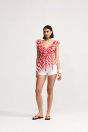 BIANCA TOP IN RUBY ANTIQUE STRIPE