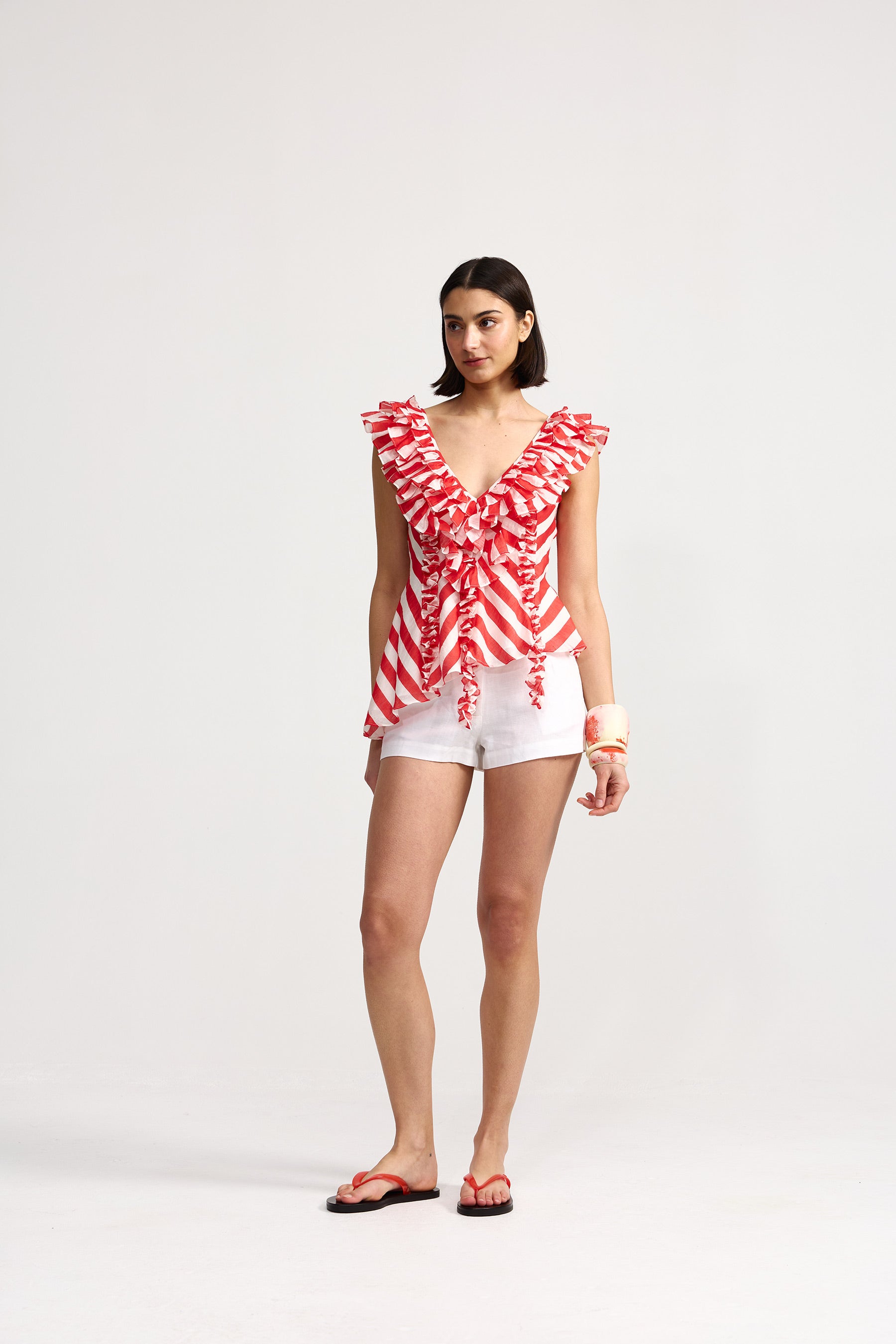 BIANCA TOP IN RUBY ANTIQUE STRIPE