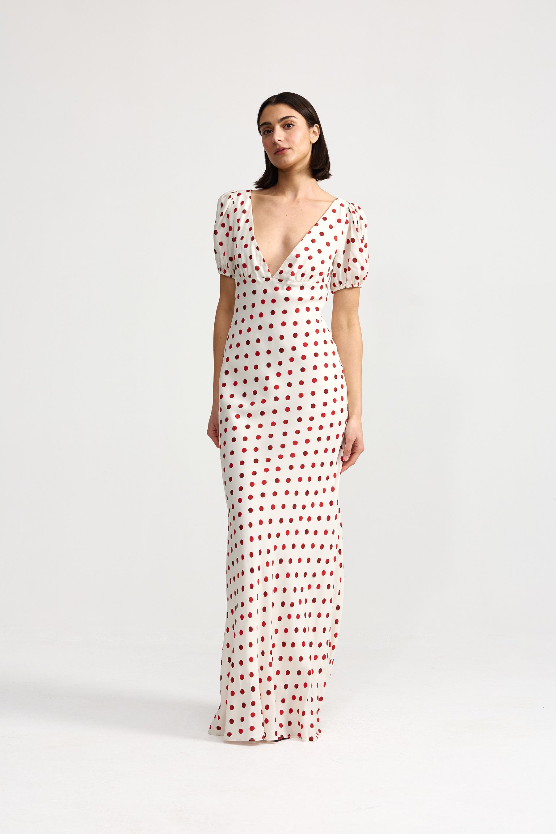 FLORENCE DRESS RUBY ANTIQUE DOT