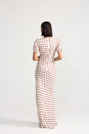 FLORENCE DRESS RUBY ANTIQUE DOT