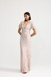 FLORENCE DRESS RUBY ANTIQUE DOT
