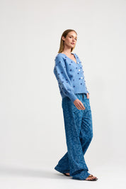 AGNES CARDI DENIM CAPRI DOT