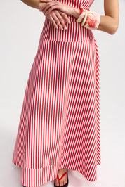 SLOANE DENIM DRESS IN RUBY ANTIQUE STRIPE