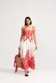 RUE DRESS IN RUBY ANTIQUE