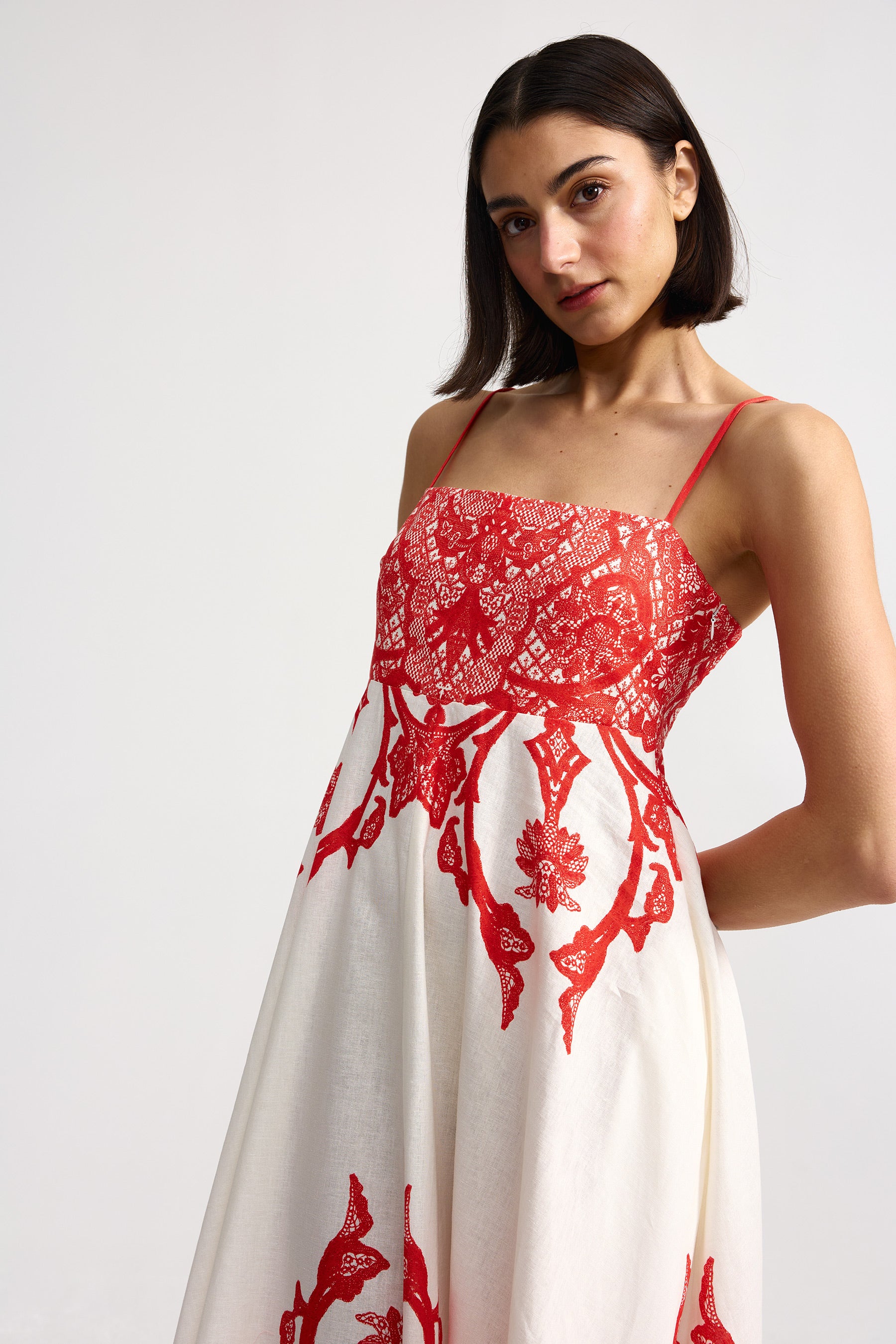 RUE DRESS IN RUBY ANTIQUE