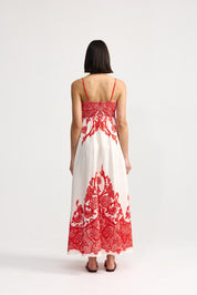 RUE DRESS IN RUBY ANTIQUE